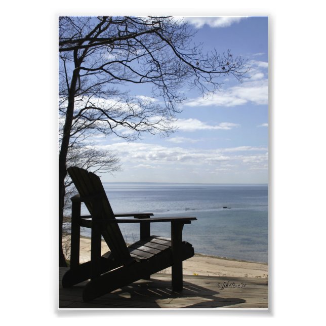 5x7 Photographic Beach Scene with Adirondack Chair Photo Print (Front)