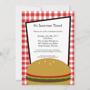 5x7 Picnic Summer Barbecue Party Invitation