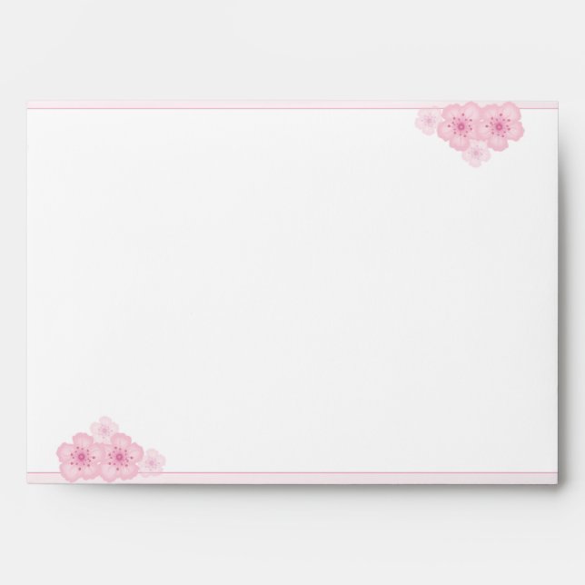 5x7 Pink Cherry Blossom Flower Envelope (Front)