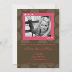 5x7 Pink Circle Polk Photo Graduation Announcement
