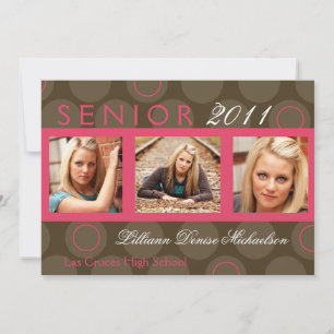 5x7 Pink Circle Polka Photo Senior Announcement