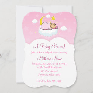 5x7 Pink Cloud Baby Girl Baby Shower Invitations