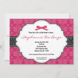 5x7 Pink Damask Cheetah Bridal Shower Invitation