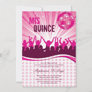 5x7 Pink Dance Party Quinceanera Invitation