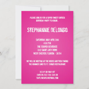 5x7 Pink DJ Spin Turntable 16 Birthday Invitation
