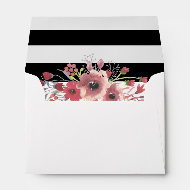 5x7 Pink Elegant Chic Floral Wedding Envelopes (Back (Bottom))