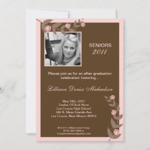 5x7 Pink Flowers Photo Graduation Announcement