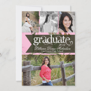 5x7 Pink Hunters Camo Camoufla Senior Announcement