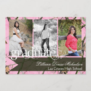 5x7 Pink Hunters Camo Camoufla Senior Announcement