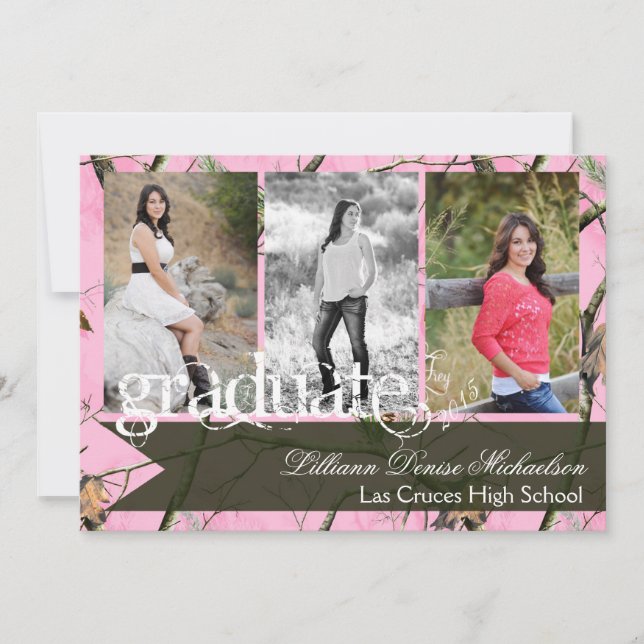 5x7 Pink Hunters Camo Camoufla Senior Announcement (Front)