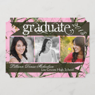 5x7 Pink Hunters Camo Camoufla Senior Announcement