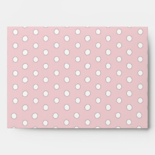 5x7 Pink Polka Dot Outside White Inside Envelope (Front)