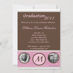 5x7 Pink Polka Dot Photo Graduation Announcement
