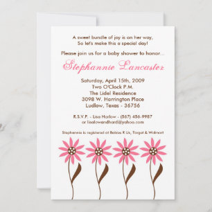 5x7 Pink Spring Flowers Baby Shower Invitation