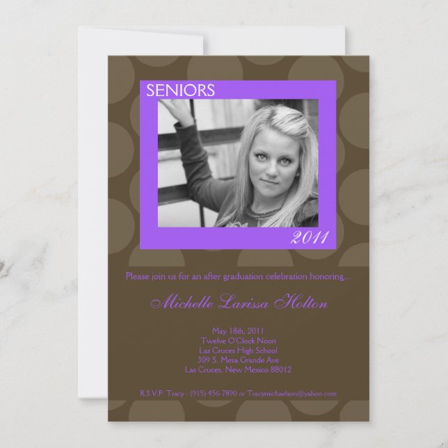 5x7 Purp Circle Polk Photo Graduation Announcement (Front)