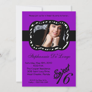 5x7 Purple Band PHOTO Sweet 16 Birthday Invite