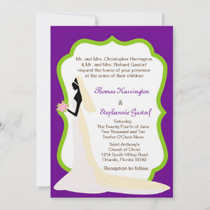 5x7 Purple Bride Wedding Invitation