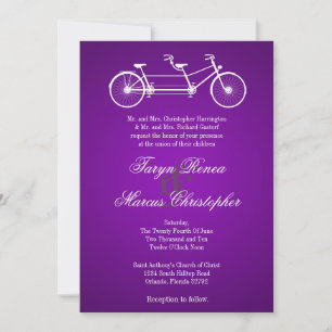 5x7 Purple Double Bike Linen Wedding Invitation