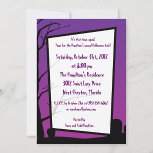 5x7 Purple Night Halloween Party Invitation