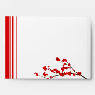 5x7 Red Cherry Blossom Bars Envelopes