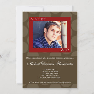 5x7 Red Circle Polk Photo Graduation Announcement