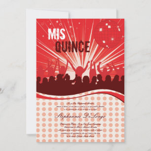 5x7 Red Dance Party Quinceanera Invitation