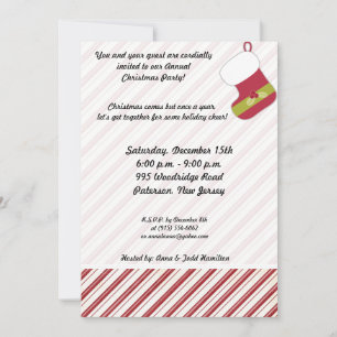 5x7 Red / Green Christmas Stocking Invitation
