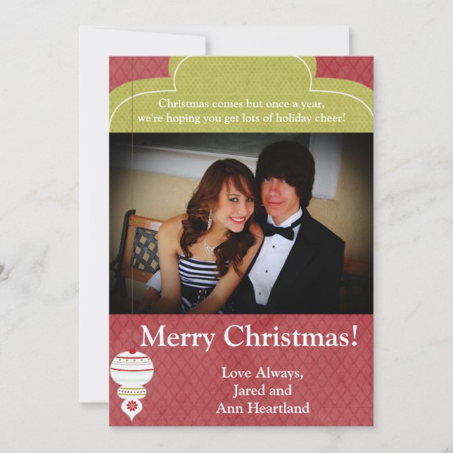 5x7 Red White Christmas Ornaments Invitation (Front)