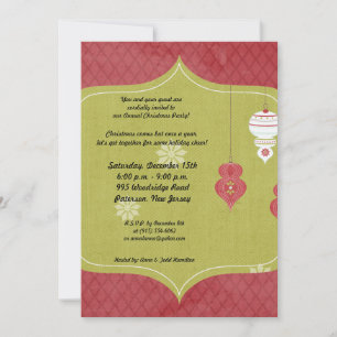 5x7 Red White Christmas Ornaments Invitation