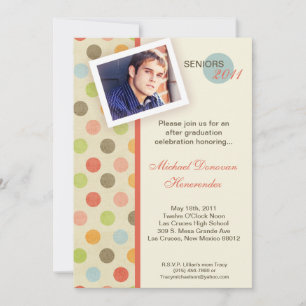 5x7 Retro Polka Dot Photo Graduation Announcement