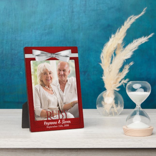5x7 Ruby 40th Wedding Anniversary Photo Plaque (Side)