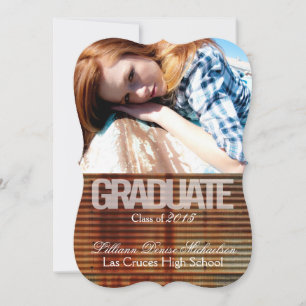 5x7 Rusted Corregated Metal Senior Announcement
