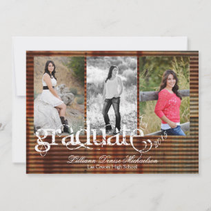 5x7 Rusted Corregated Metal Senior Announcement