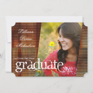 5x7 Rusted Corregated Metal Senior Announcement