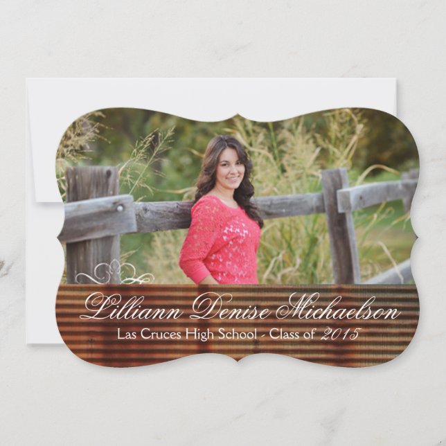 5x7 Rusted Corregated Metal Senior Announcement (Front)