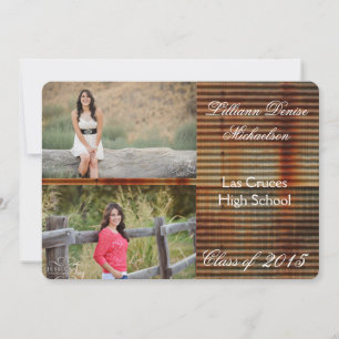 5x7 Rusted Corregated Metal Senior Announcement