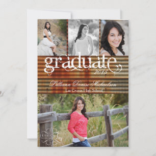 5x7 Rusted Corregated Metal Senior Announcement