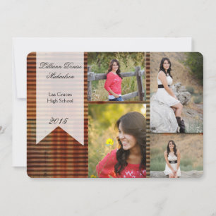 5x7 Rusted Corregated Metal Senior Announcement