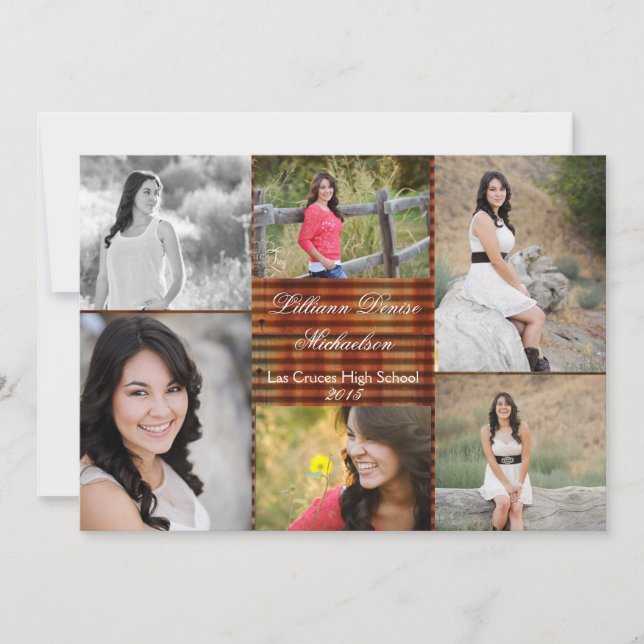 5x7 Rusted Corregated Metal Senior Announcement (Front)