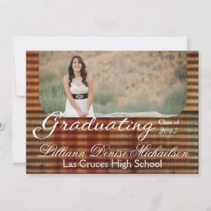 5x7 Rusted Corregated Metal Senior Announcement