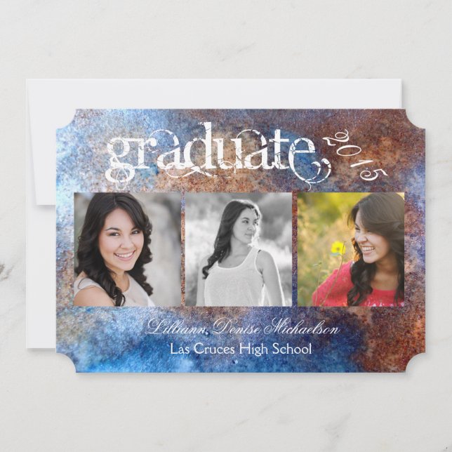 5x7 Rusted Metal Old Steel Gru Senior Announcement (Front)