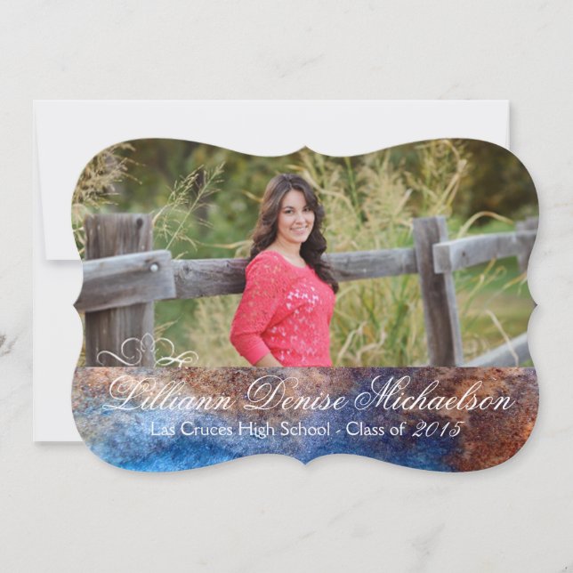 5x7 Rusted Metal Old Steel Gru Senior Announcement (Front)