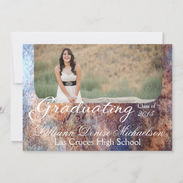 5x7 Rusted Metal Old Steel Gru Senior Announcement (Front)