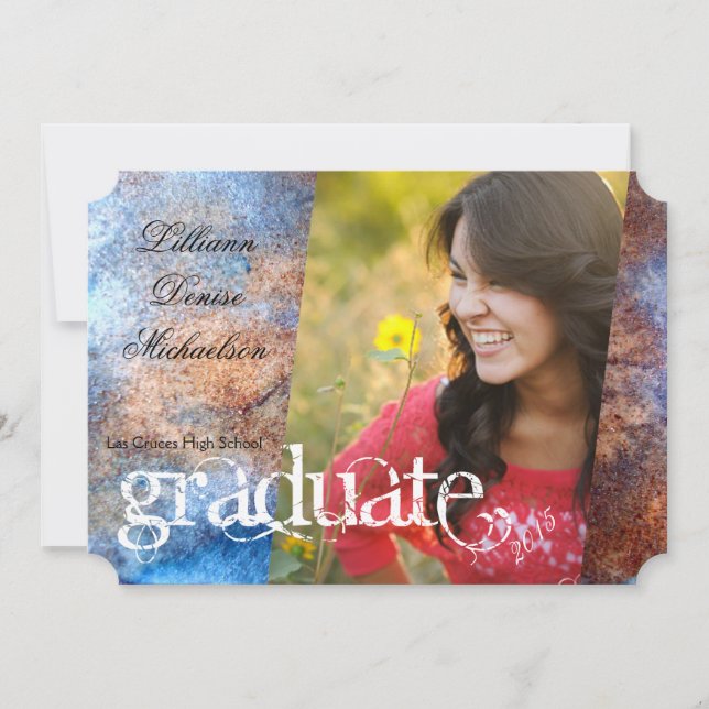 5x7 Rusted Metal Old Steel Gru Senior Announcement (Front)