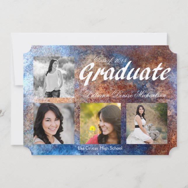 5x7 Rusted Metal Old Steel Gru Senior Announcement (Front)