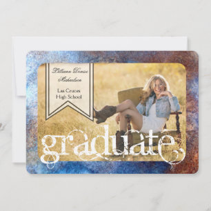 5x7 Rusted Metal Steel Grunge Senior Announcement