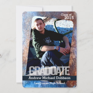 5x7 Rusted Metal Steel Grunge Senior Announcement