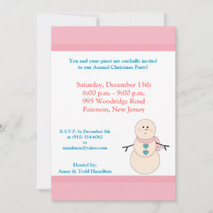 5x7 Rustic Snowman with Pink Scarf Invitation