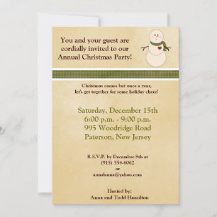 5x7 Rustic Snowman with Scarf Invitation