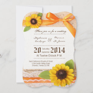 5x7 Rustic Sunflower Country Wedding Invitation